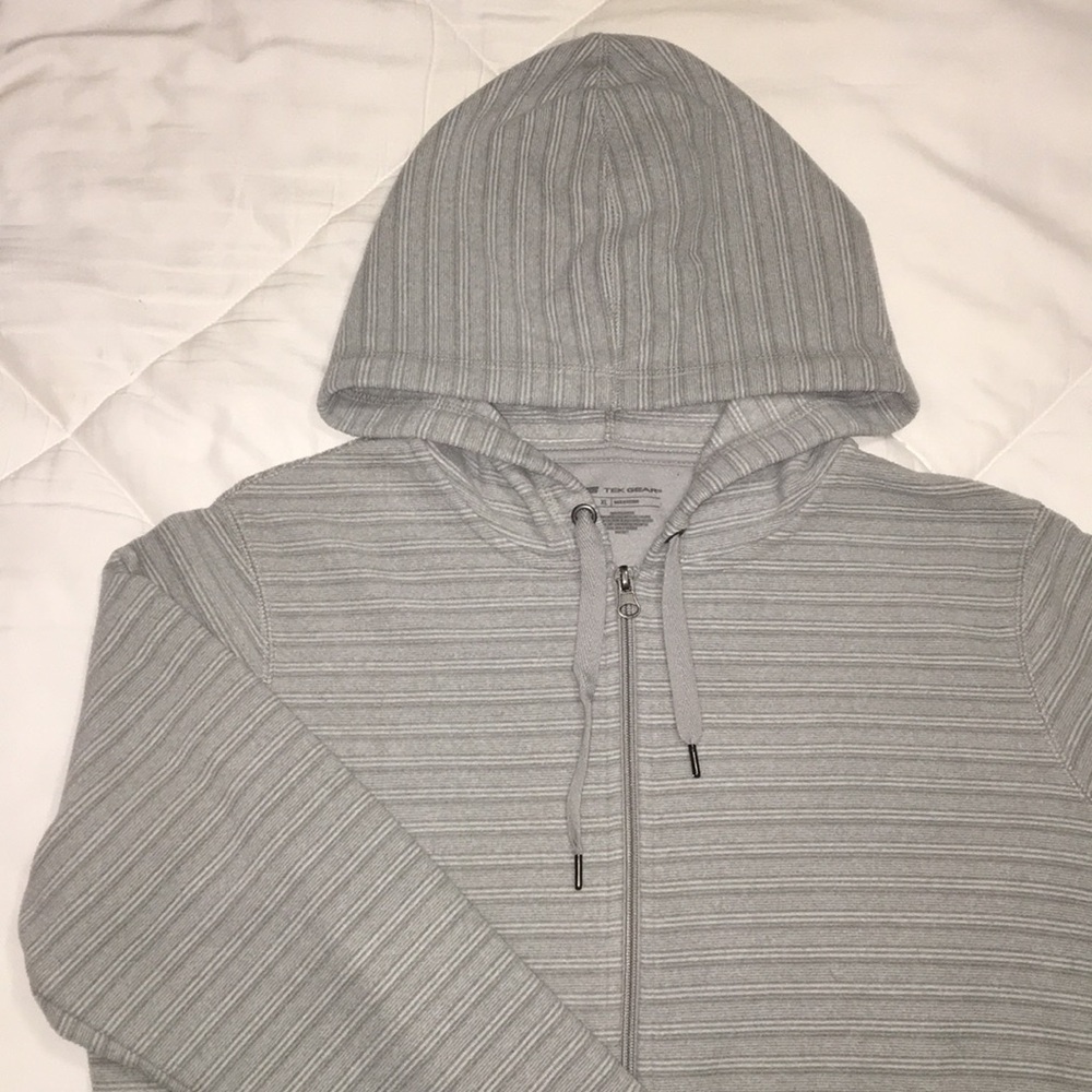 Gray striped zip up